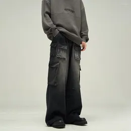 Men's Jeans Big Pocket Cargo Men Loose Y2k Streetwear Trousers Summer 2024 Fashion Street Wide Casual Punk Original Denim Pants