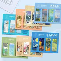 4Pcs World Famous Paintings Magnet Bookmark Retro Van Gogh Starry Sky Reading Book Mark Stationery School Office Supply 240515