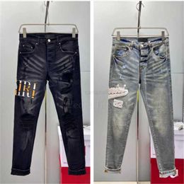 Mens Designer Distressed Skinny Jeans | High-quality Ripped Biker Pants | Slim Fit Motorcycle Denim in Various Colors0o38