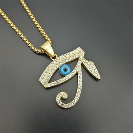 Egyptian The Eye of Horus Pendant Necklace For Women/Men 14K Gold Evil Eyes Necklace Iced Out Bling Hip Hop Egypt Jewelry
