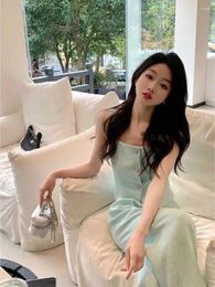 Women's Two Piece Pants Korean Celebrity Fragrance Suit Women Strap Tank Top High Waist Pant Fashion Slim Solid Temperament Summer Female