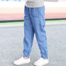 2024 New children's boys girls Thin jeans stripe summer Casual pants thin section trousers L2405