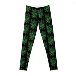 Active Pants Green And Black Summer Greenery Colourful Floral Leggings Sweatpants For Women Sports