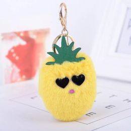 Keychains Fashion Cute Plush Fruit Key Chains Creative Glasses Pineapple Car Keychain Female Bags Pendant Accessories Girl Gift 249o