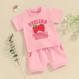 Clothing Sets Baby Girls Summer Clothes Strawberry Print Short Sleeve T-shirt With Shorts Set Toddler Girl Outfits