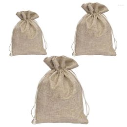 Jewelry Pouches Set Of 20 Drawstring Linen Burlap Bag For Wedding Favor Party 634D