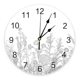 Wall Clocks Floral Vintage Hand-painted Bedroom Clock Large Modern Kitchen Dinning Round Living Room Watch Home Decor