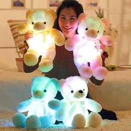 2021 30cm 50cm bow tie teddy bear luminous doll with built-in led colorful light function Valentine's day gift plush Thvvr