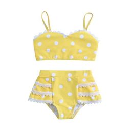 Two-Pieces Two-Pieces Baby swimsuit toddler girl swimsuit 2-piece summer floral top lace shorts swimsuit bikini set WX5.22
