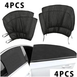 Car Sunshade 4 Pcs Summer Uv Protection Front Rear Back Side Window Sun Shade Anti-Mosquito Windshield Sunshades Drop Delivery Automob Ot2Ih