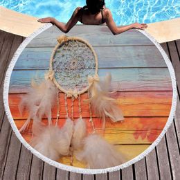 Towel Round Beach Blanket Exquisite Dream Catcher Polyester Sand Resistant Soft Absorbent Quick Dry Pool Picnic Mat