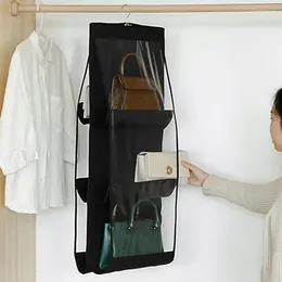 Storage Bags Hanging Handbag Organiser For Wardrobe Closet Transparent Bag Door Wall Clear Sundry Shoe With Hanger Pouch