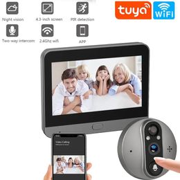 Tuya Smart WiFi Video Doorbell with 1080P120°Camera Digital Viewer Audio PIR Motion Detection HD Infrared Alexa 240516