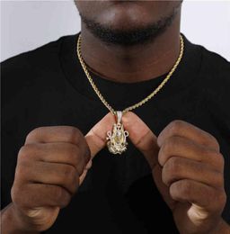 HIP Hop AAA Iced Out Bling Cubic Zircon Copper Egypt Ankh Anubis Pendants & Necklac For Men Jewelry9656267