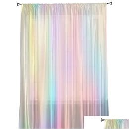 Shower Curtains Rainbow Pink Morning Glow Window Treatment Tle Modern Sheer For Kitchen Living Room The Bedroom Decoration 0618 Drop D Dhj6D