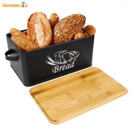 Storage Bottles Portable Style Metal Bread Bin Box Food Containers With Bamboo Lid For Home Kitchen & Outdoor Store