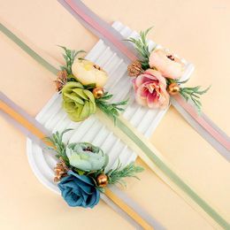 Headpieces Wedding Wrist Flowers In Various Colours Exquisite Satin Ribbon Bow Party Flower Appliques Simulated Bracelet