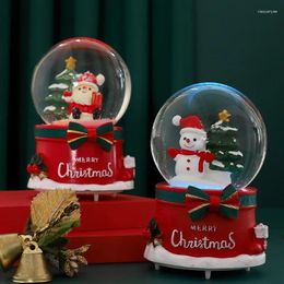 Decorative Figurines Creative Cartoon Christmas Crystal Ball Romantic Color Glow Music Box Home Tabletop Decoration Valentine's Day Birthday