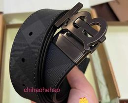 Designer Bbaboy belt fashion buckle genuine leather belt double-sided checkered leather belt classic casual mens belt