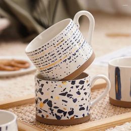 Mugs 450ML Large Capacity Ceramic Cup Mug Hand-painted Gold Breakfast With Thick Bottom And High Appearance