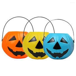 Storage Bottles 3 Pcs Pumpkin Bucket Candy Buckets Halloween Containers Holder Plastic With Handles Funny Decor