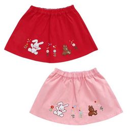 Skirts Skirts Japanese brand design girl skiing spring new cartoon rabbit deer embroidery Faldas baby skiing Korean childrens clothing girl 2-8Y WX5.21