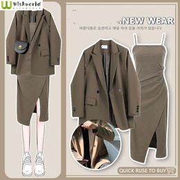 Work Dresses Spring And Autumn Set Women's Korean Edition Suit Coat With Loose Slimming Age Reducing Dress Two Piece