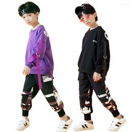 Clothing Sets 2Pcs Kids Boys Loose T-shirt Jogger Sport Pants Suit Children Hip Hop Style Streetwear Dance Class Training Clothes