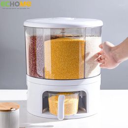 Storage Bottles 360°Rotating Rice Box Dispenser Container Grain Divided Bucket Insect Moisture-proof Kitchen Organiser