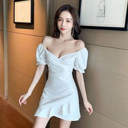 Casual Dresses Fashion Summer Women Sexy Low Cut V-Neck Short Irregular Dress Girl Slim Wrap Hip Skirt Party Gift Lady Nightclub Clothes