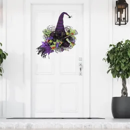 Decorative Flowers Halloween Wreath Haunted Witch Hat Hanger For Dining Room Bedroom Mantel Parties Party Decoration