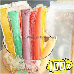 Other Drinkware Disposable Ice Popsicle Mould Bag Diy Pops Packaging Bags Tubes With Zipper Sealed For Juice Smoothies Yoghourt Maker Dro Otr1I
