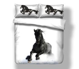 3D Bed Linen White Twin Queen King Duvet Cover Set Black Horse Twin Full Nordic Bedding Set For Adult Child Kids Home Bedclothes L4331631