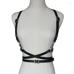 Belts Women Sexy Harajuku O-Ring Garters Faux Leather Body Bondage Cage Sculpting Harness Waist Belt Straps Suspenders BlackBelt