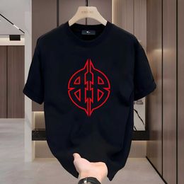 Men's T-Shirts 2024 Summer New Couple T-shirt Mens High-end Print Trend Street T-shirt Light Luxury Loose Casual Mens and Womens Round Neck J240523