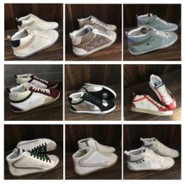 Designer Golden Mid Slide Star High Top Sneakers Francy Luxe Italy Classic White Do-old Dirty Superstar Sneaker Women Mens Shoes
