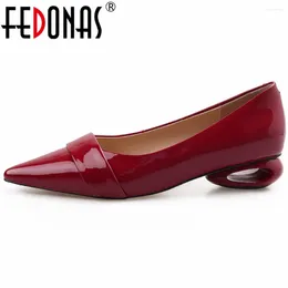 Casual Shoes FEDONAS Pointed Toe Elegant Women Pumps Spring Summer Basic Low Heels Genuine Leather Dress Office Lady Woman Arrival