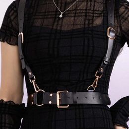 Belts Women Fashion Harness Pu Leather Adjustable Studded Decor Gothic Lingerie Chest