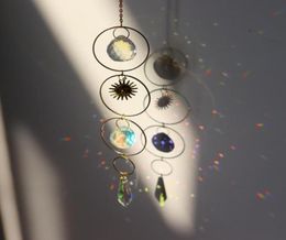 Sun Catchers Hanging Crystal Ball Beaded Ornament Garden Decorations Window Patio Lawn Moon Star Pendant Glass Prism Rainbow Maker4527923