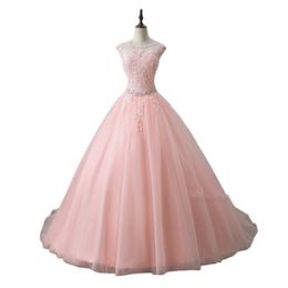 Newest Red Sweet 16 Pink Ball Gown Quinceanera Dresses 2019 Applqiues Beads Prom Pageant Debutante Formal Evening Prom Party Gown AL68 282T