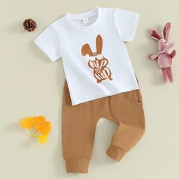 Clothing Sets Baby Easter Outfit Toddler Boy Girl Short Sleeve Hip Hop T-shirt Top Pants Set Ear Summer Clothes