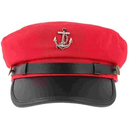 Berets Party Performance Clothing Accessories Captain Sailor Hat Beret (02 Black) (m (56-58cm)) Hats Cosplay Adult Men Props Cotton