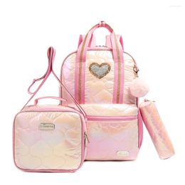 School Bags Pink Backpacks For Teenagers Girls Waterproof Schoolbag Lunch Bag Mochilas Escolares 2024