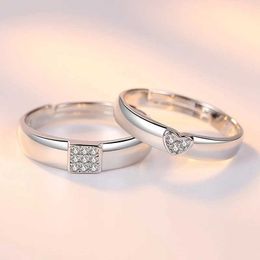 Couple Rings 2 pieces/set of square heart-shaped zircon rings couple pairing ring commitment matching wedding ring set senior designer Jewellery S2452301