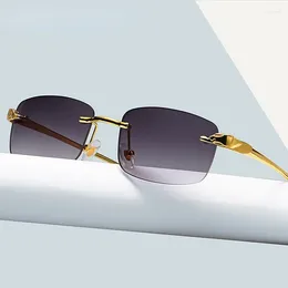 Sunglasses Fashion Vintage Rimless Square Women Men Designer Travel Driving Metal Small Sun Glasses