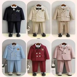 Flower Boys Pography Suit Baby Kids Formal Ceremony Costume Children Birthday Wedding Party Dress Performance Tuxedo Set 240515