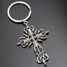 Fashion Cross Alloy Keychains Jesus Religious Hollow Sier Colour Key Rings For Best Friends Women Men Gifts Jewellery