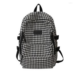 Backpack 2024 High Quality Large-capacity Women's Knit Designer Ladies School Bag Female Black And White Thousand Bird Pattern