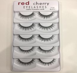 Cílios falsos de cereja vermelha 5 parespack 8 estilos naturais maquiagem profissional longa e olhos grandes1517088