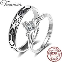 Couple Rings Trumium s925 Princess and Knight Crown Couple Matching Ring Promise Ring with Zircon Female Best Friend Adjustable Ring S2452301